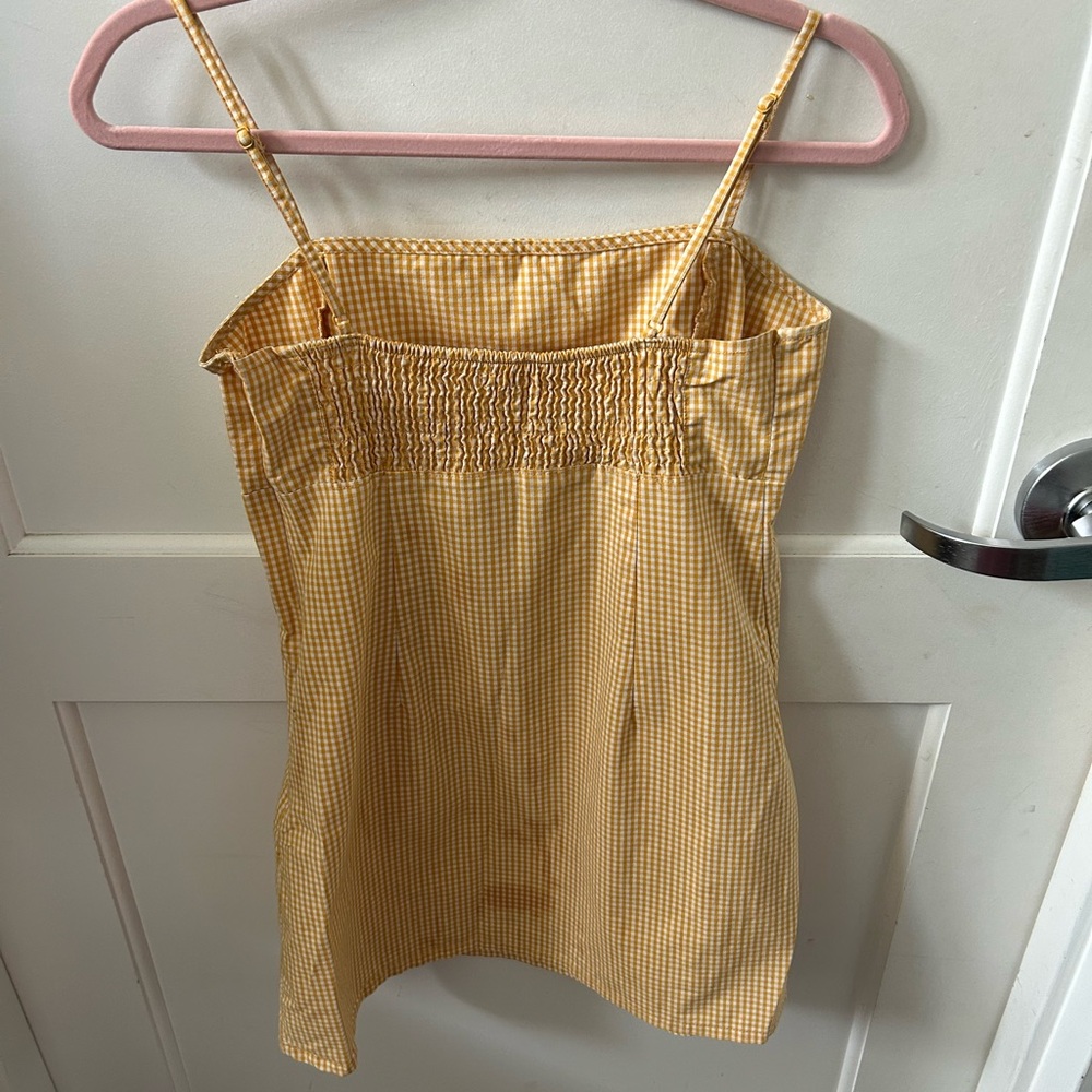 Yellow Gingham Spaghetti Strap Mini Dress - Picture 2 of 3